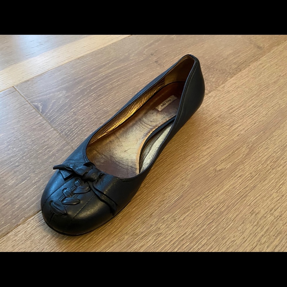 Miu Miu black leather flats size 7